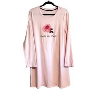 Kate Spade “Make Me Blush” Pink Floral Graphic Sleep Shirt Size L